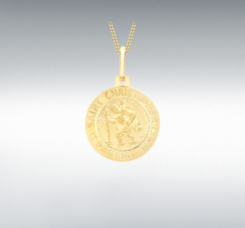 9ct Yellow Gold Round St Christopher Medallion 9ct Yellow Gold Round St Christopher Medallion