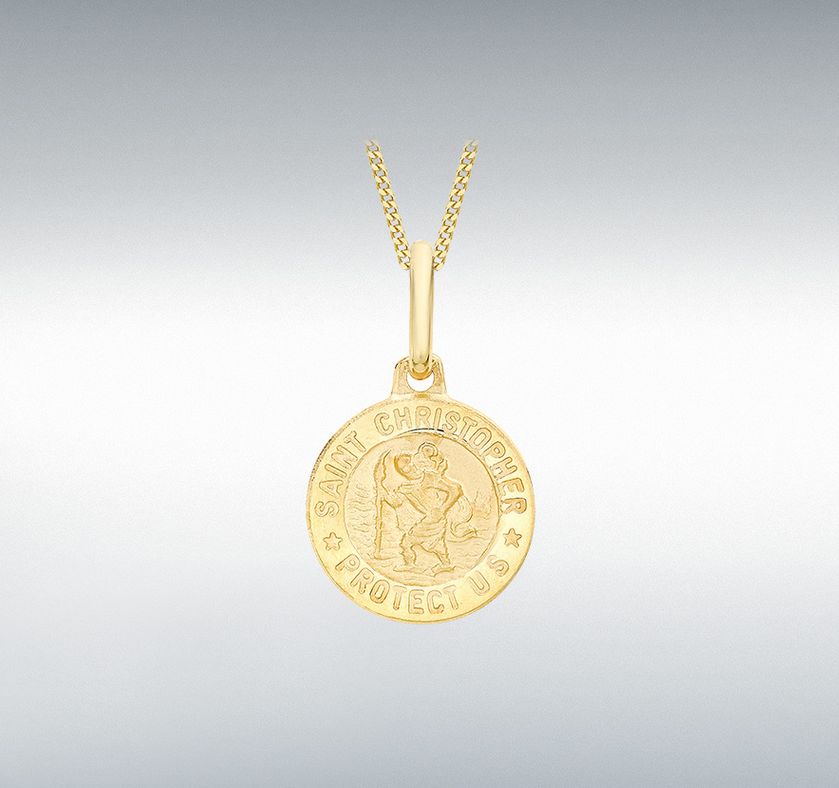 9ct Yellow Gold Round St Christopher Satin Medallion