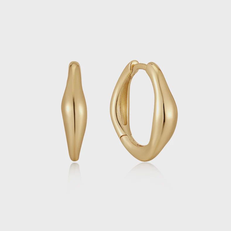 Silver Gold Plated Wave Hoop Earrings