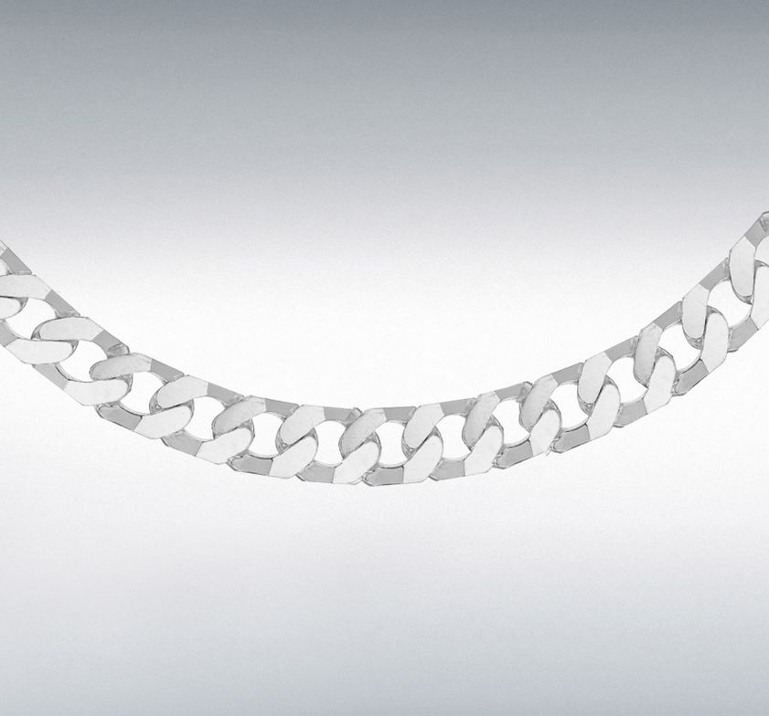 Sterling Silver Flat Square-Link 46cm/18&quot; Curb Chain