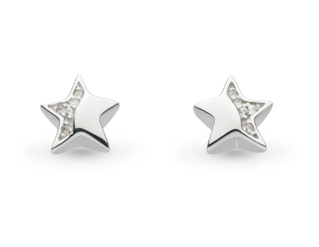Silver Miniature Sparkle CZ Shining Star Stud Earrings
