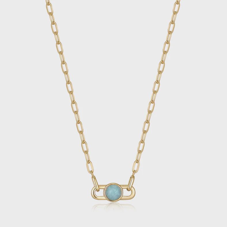 Silver Gold Plated Orb Amazonite Link Necklace