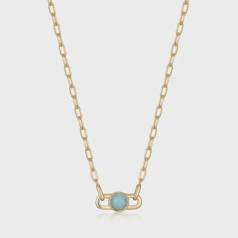 Silver Gold Plated Orb Amazonite Link Necklace