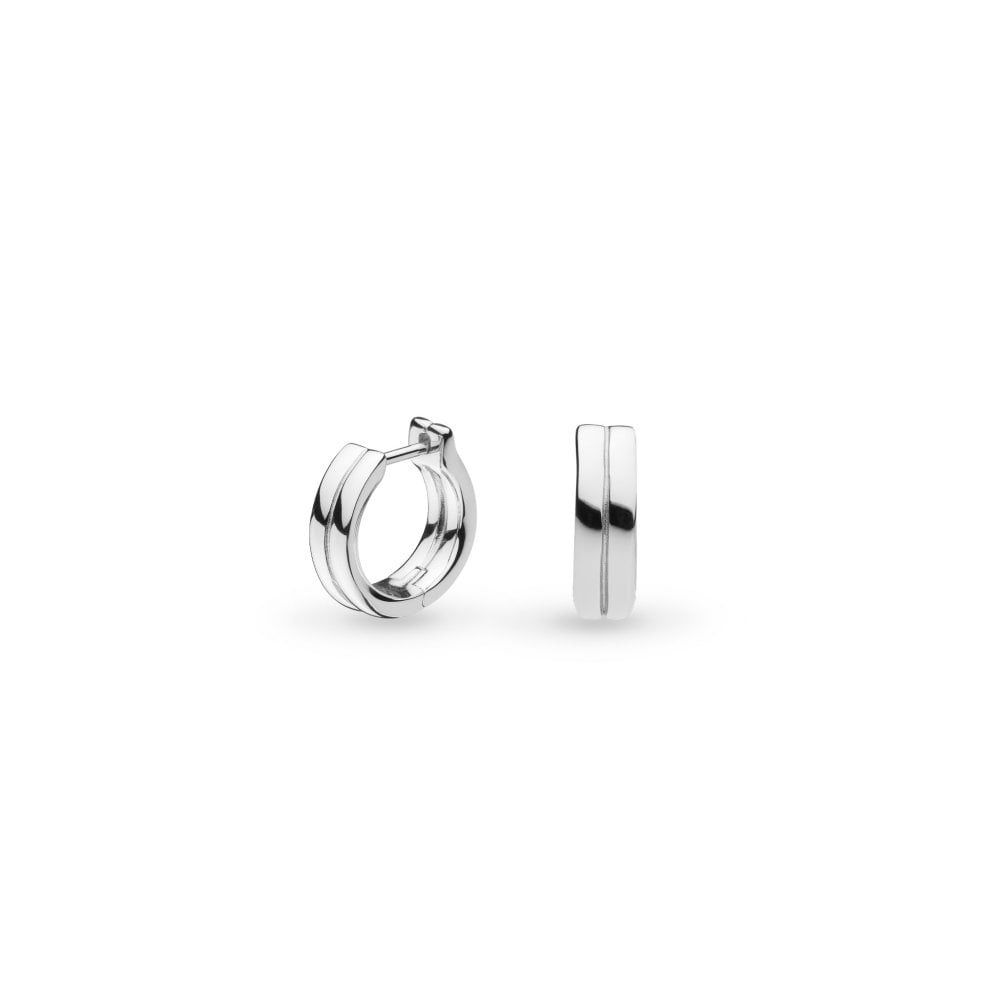 Silver Bevel Unity Hinged Huggie Hoop Earrings