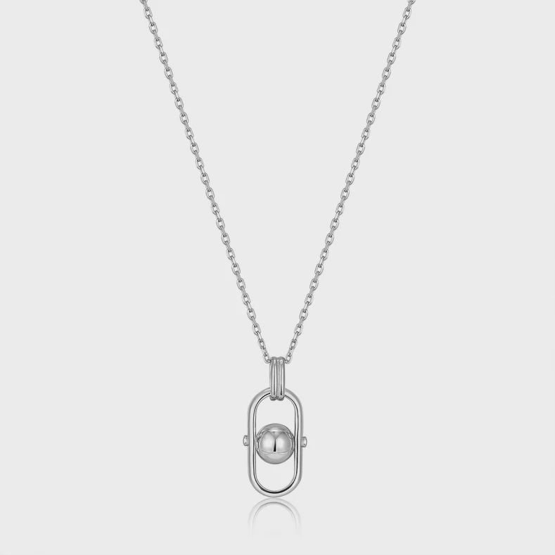 Silver Orb Link Drop Pendant Necklace