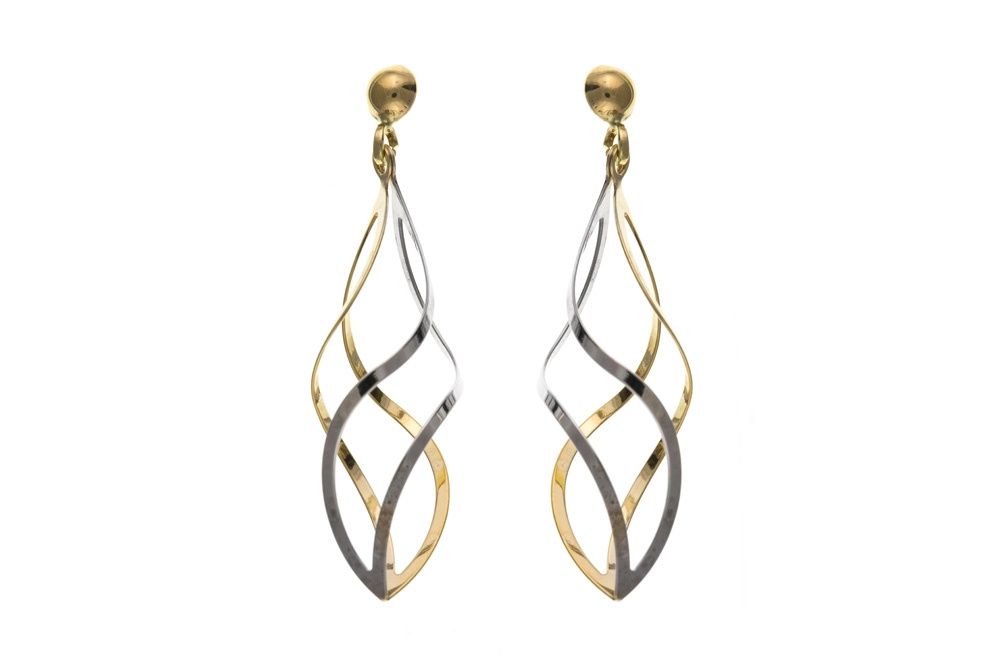 9ct Gold Two-Tone Drop Earrings