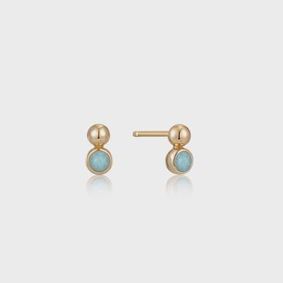 Silver Gold Plated Orb Amazonite Stud Earrings