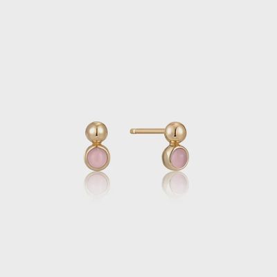 Silver Gold Plated Orb Rose Quartz Stud Earrings Silver Gold Plated Orb Rose Quartz Stud Earrings