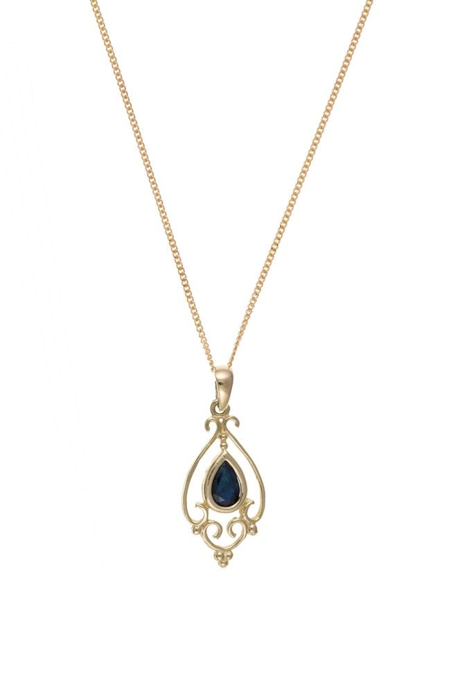 Sapphire 9ct Yellow Gold Pendant Necklace