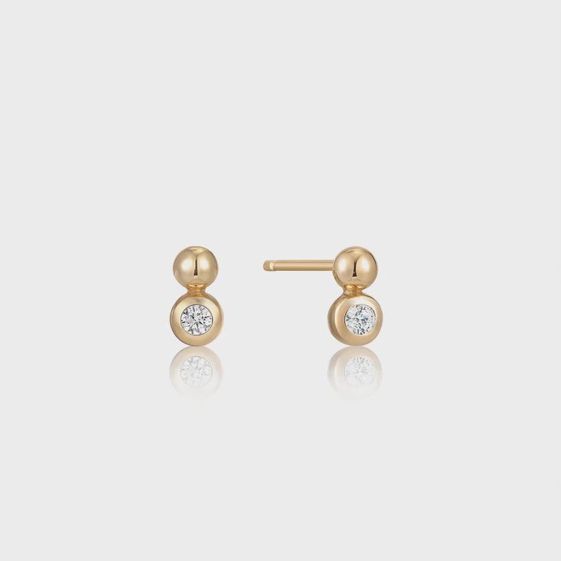 Silver Gold Plated Orb Sparkle Stud Earrings