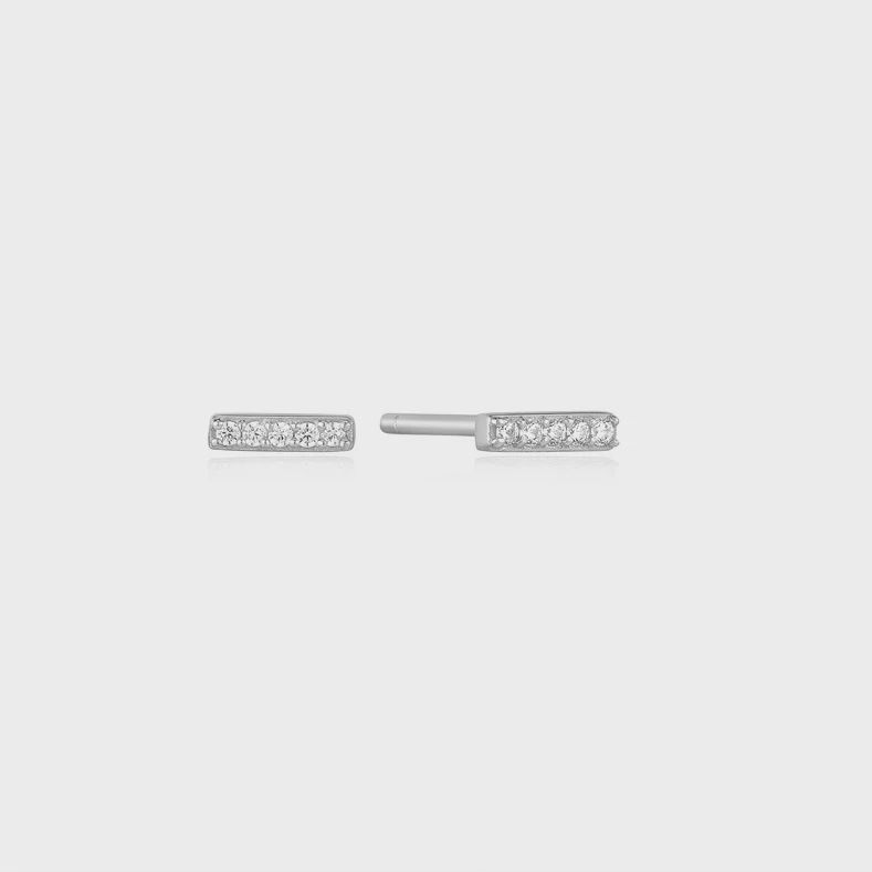 Silver Glam Bar Stud Earrings