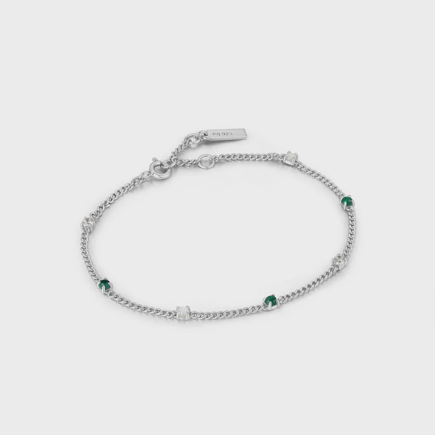 Silver Malachite Chain Bracelet