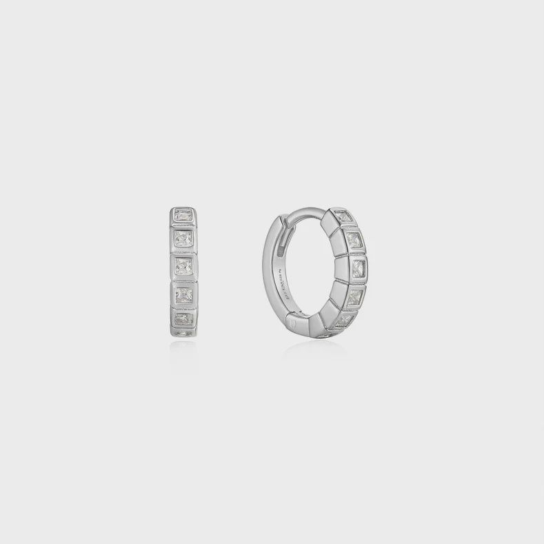 Silver Glam Huggie Hoop Earrings