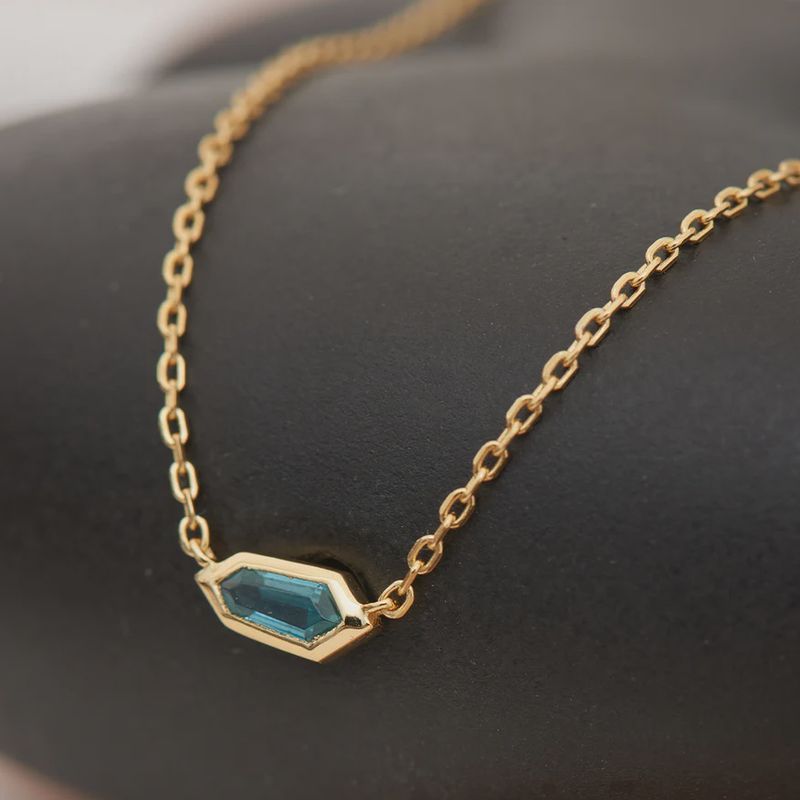 Silver Gold Plated Teal Sparkle Emblem Chain Necklace