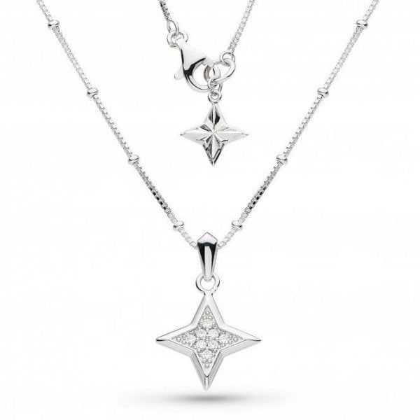 Silver Empire Astoria Starburst Pavé Necklace 17&quot;