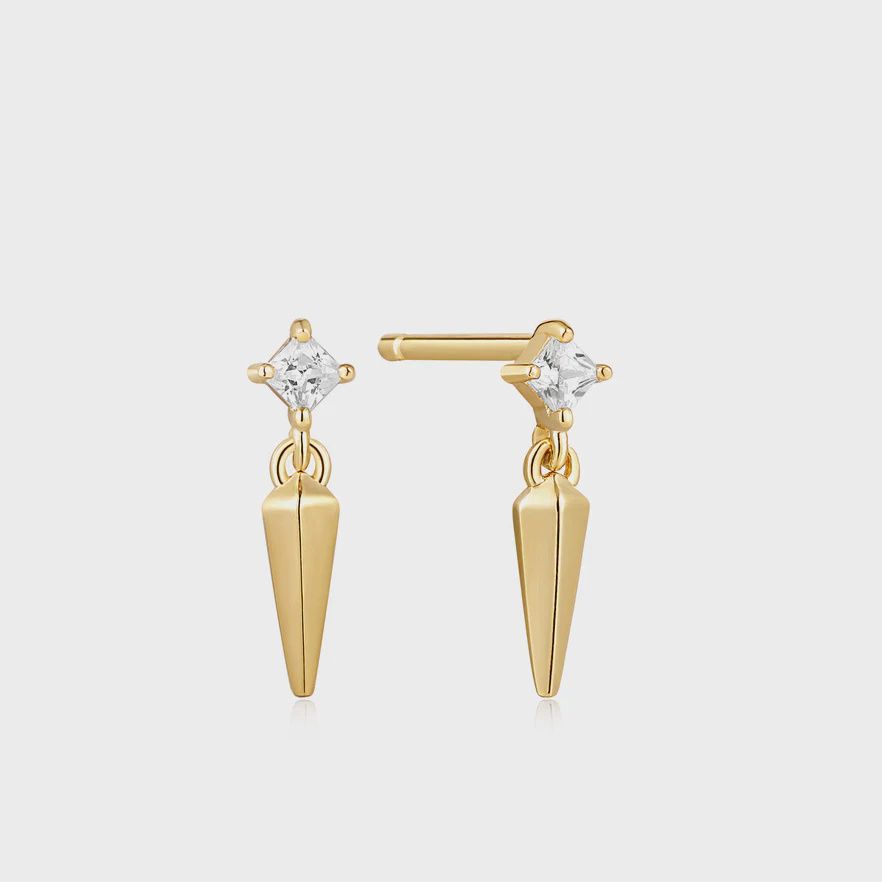 Silver Gold Plated Sparkle Spike Stud Earrings