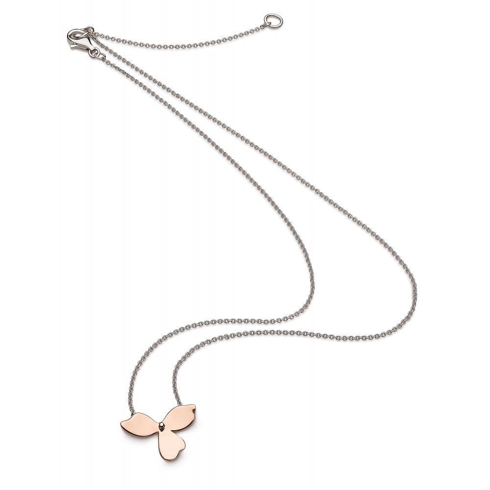 Silver Blossom Petal Bloom Rose Gold Necklace