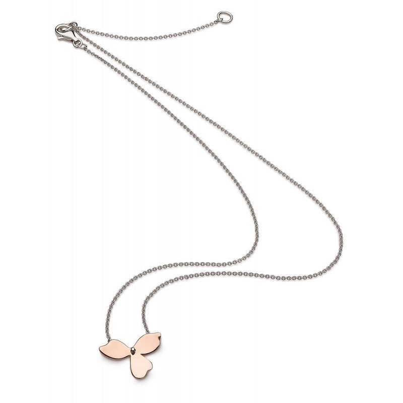 Silver Blossom Petal Bloom Rose Gold Necklace