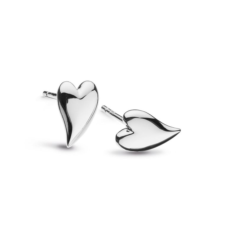 Silver Desire Kiss Mini Heart Stud Earrings