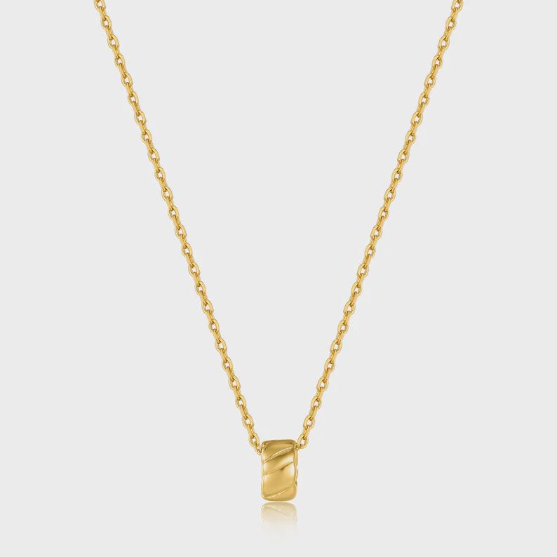 Silver Gold Plated Smooth Twist Pendant Necklace