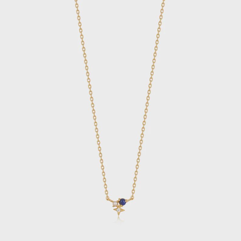 Silver Gold Plated Lapis Star Necklace