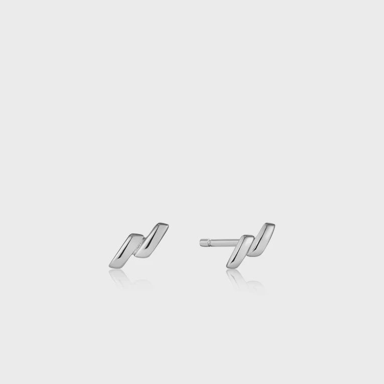 Silver Smooth Twist Stud Earrings