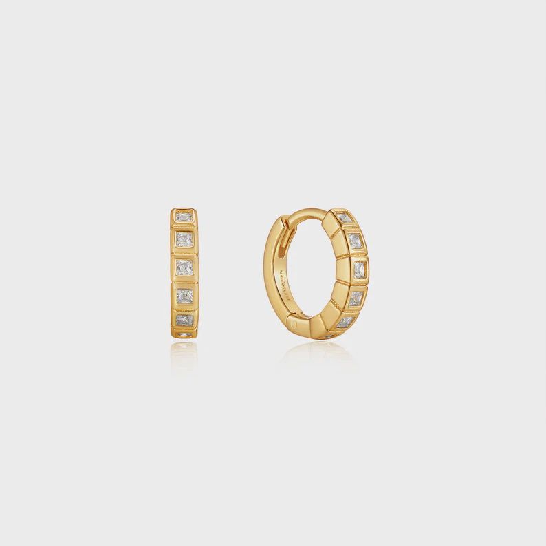 Silver Gold Plated Glam Huggie Hoop Earrings