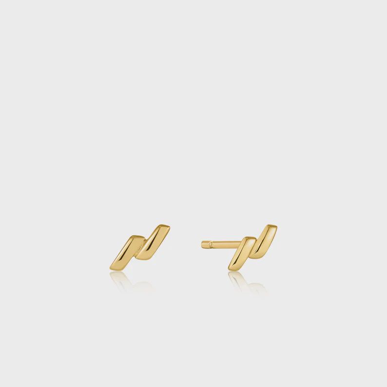 Silver Gold Plated Smooth Twist Stud Earrings