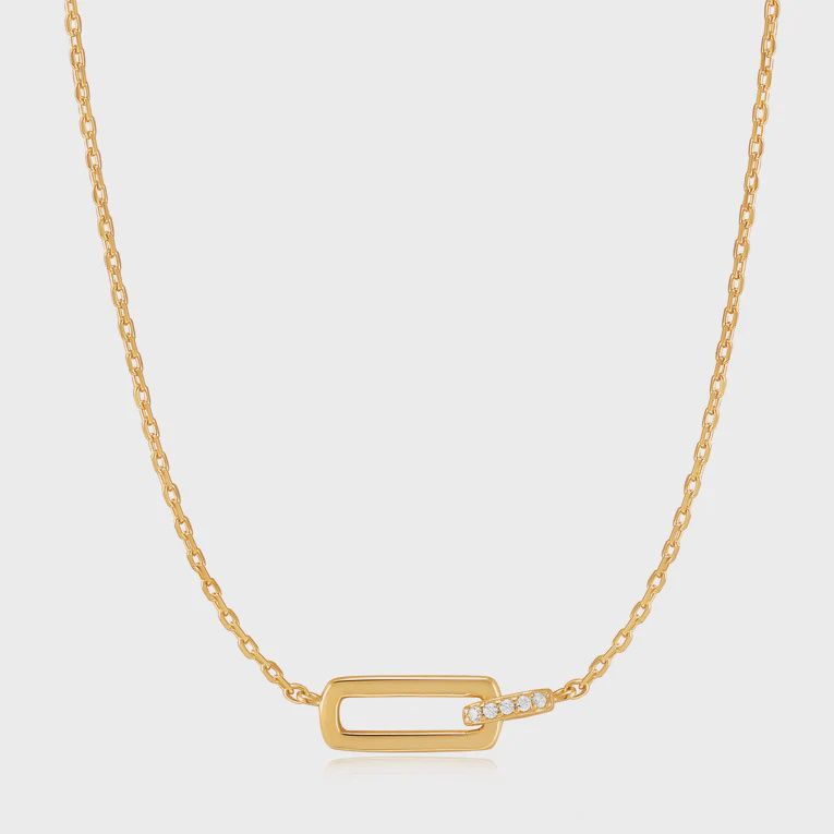 Silver Gold Plated Glam Interlock Necklace