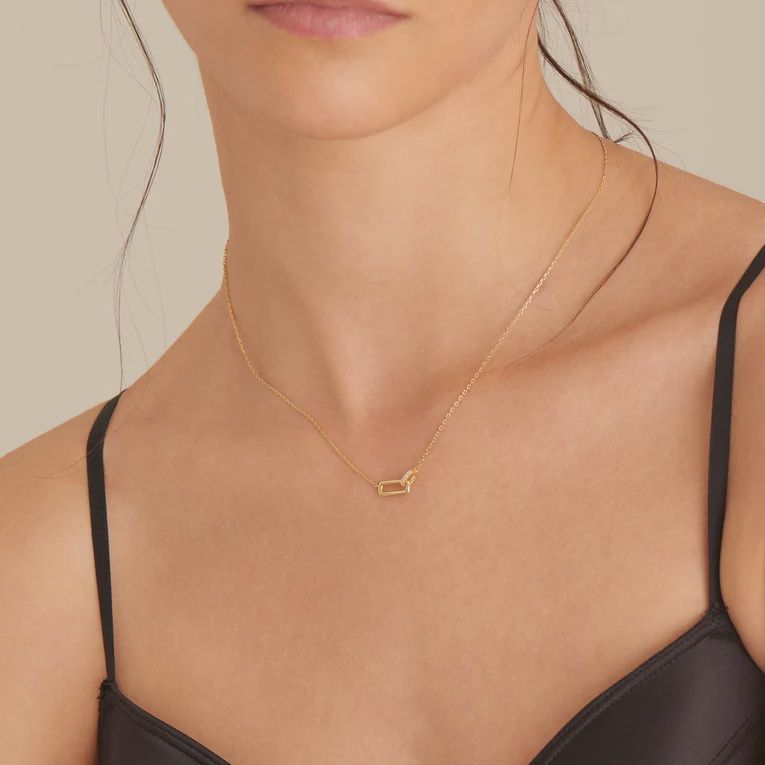 Silver Gold Plated Glam Interlock Necklace