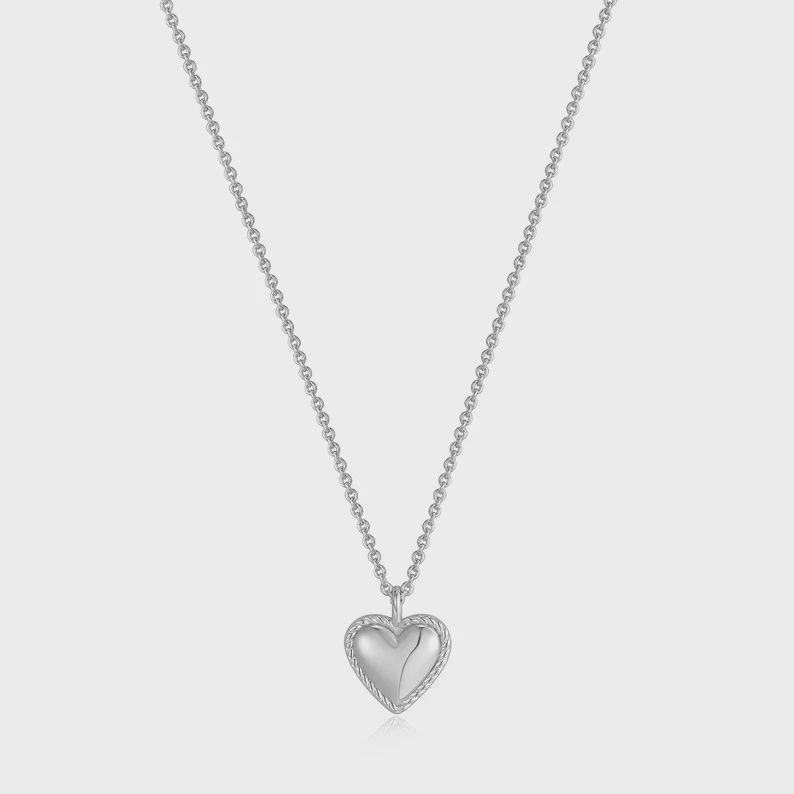 Silver Rope Heart Pendant Necklace