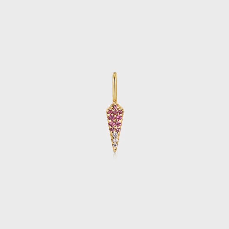 Silver Gold Plated Ombré Pink Charm