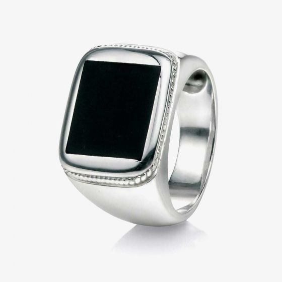 Black Agate Men&#39;s Signet Ring