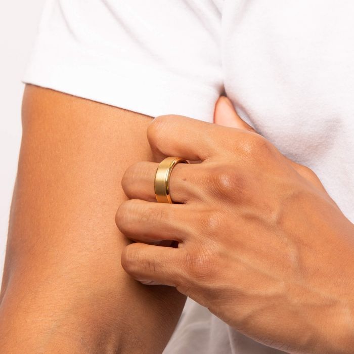 Brushed Gold Plated Tungsten Men's Ring