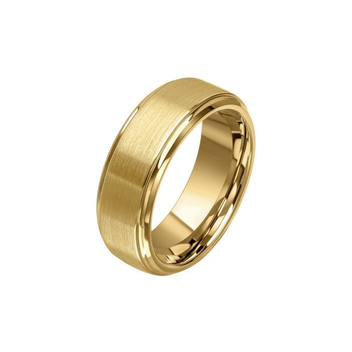 Brushed Gold Plated Tungsten Men&#39;s Ring, Size: 58