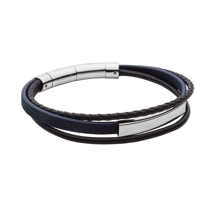 Multi Row Cork and Leather Men&#39;s Bracelet with ID Bar