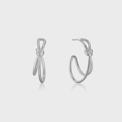 Silver Knot Stud Hoop Earrings Silver Knot Stud Hoop Earrings
