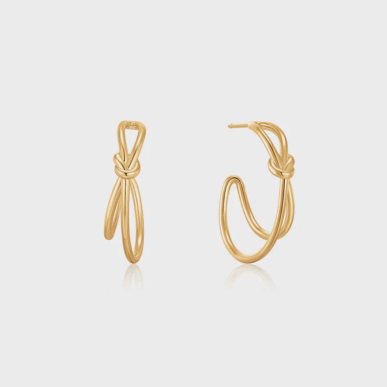 Silver Gold Plated Knot Stud Hoop Earrings