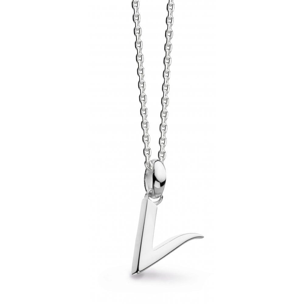 Silver Signature Classic Initial &#39;V&#39; Necklace 18&quot;