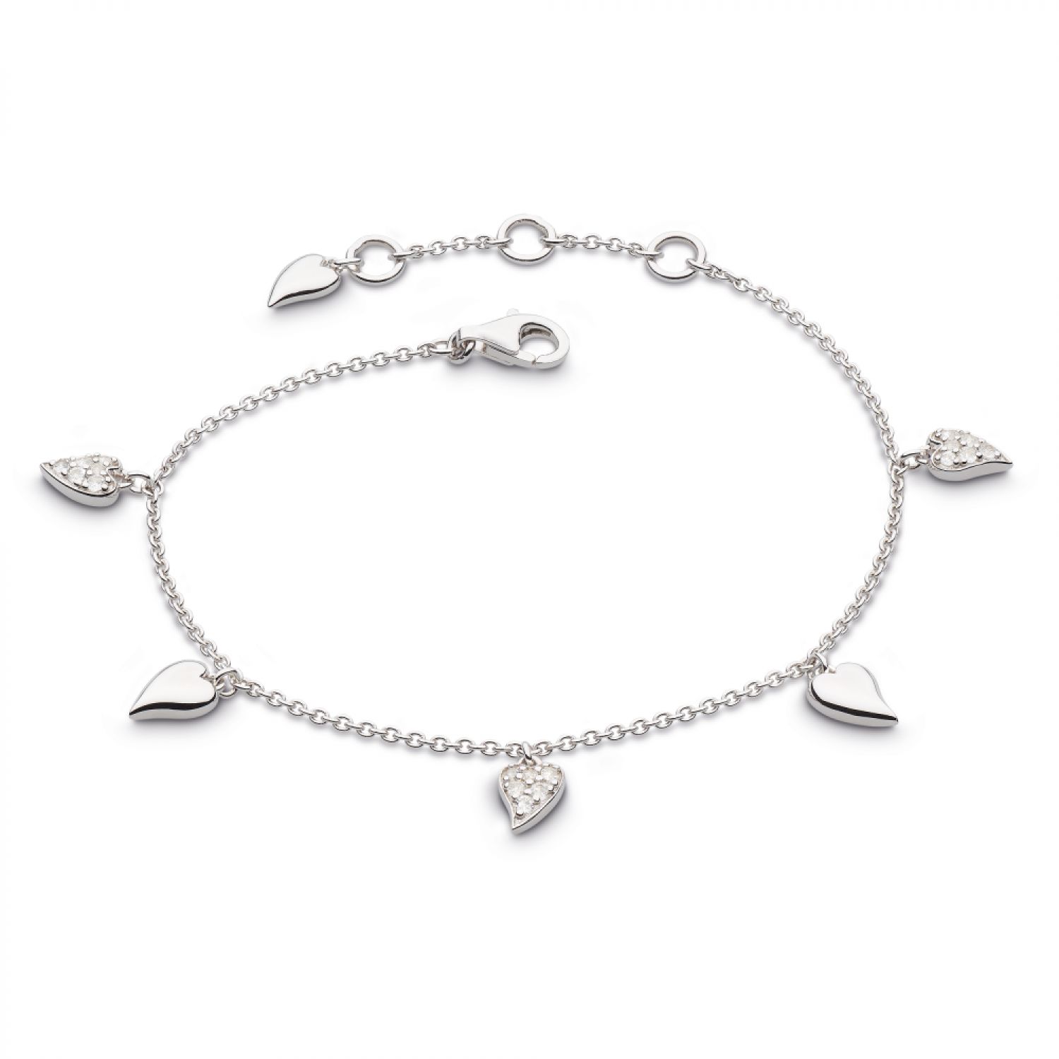 Silver Desire Precious White Topaz Heart Bracelet 7.5&quot;