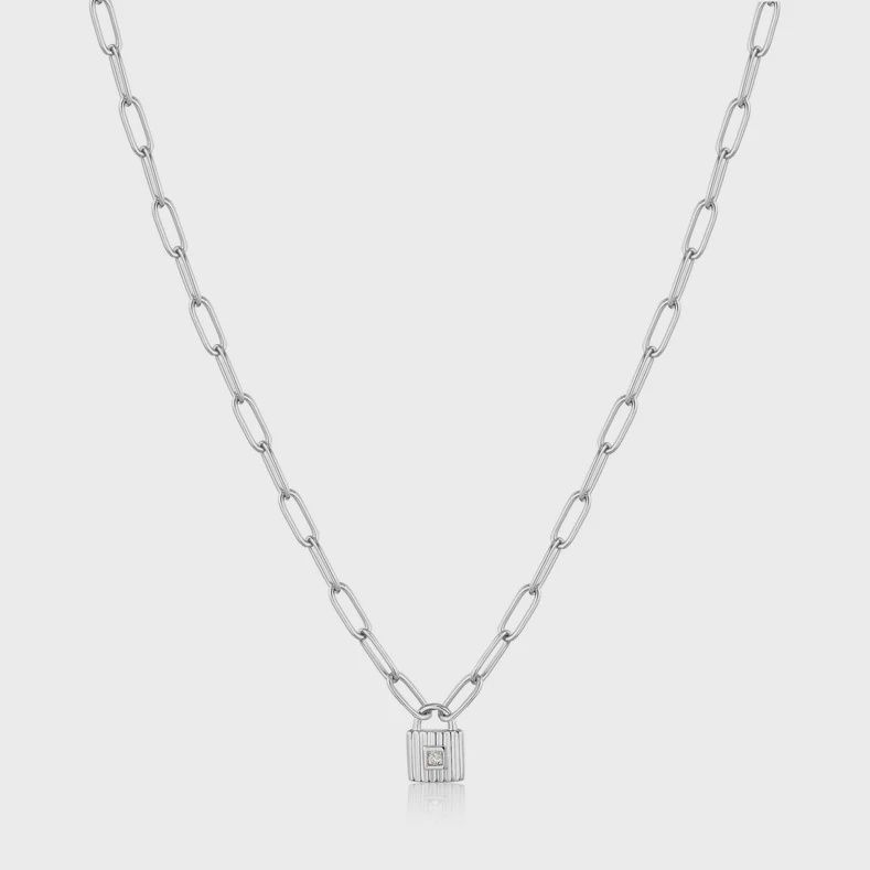 Silver Chunky Chain Padlock Necklace
