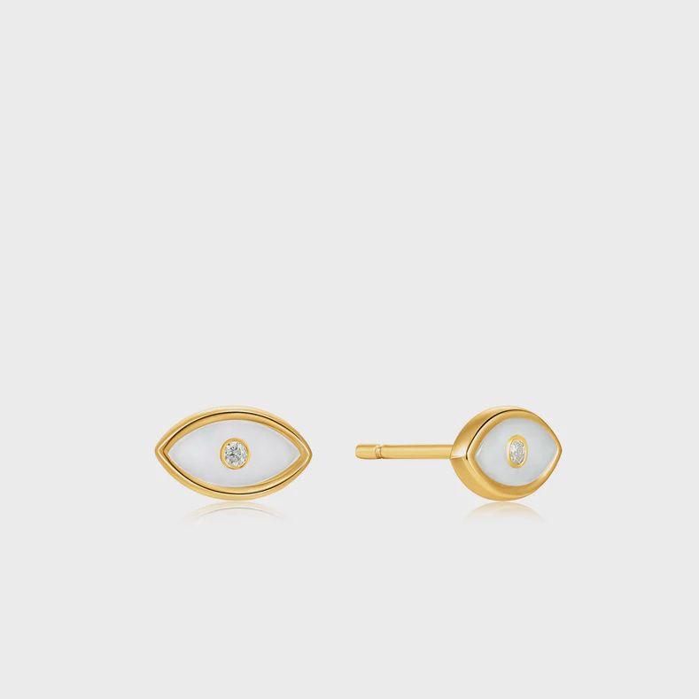 Silver Gold Plated Evil Eye Stud Earrings