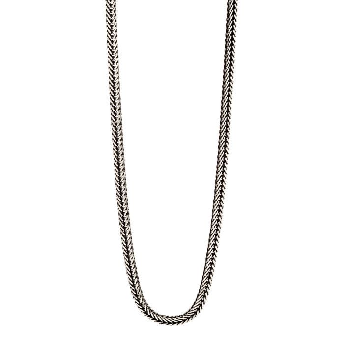 Silver Oxidised Foxtail Chain Necklace