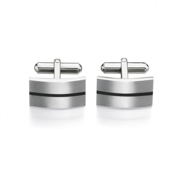 Men&#39;s Stainless Steel &amp; Enamel Line Cufflinks