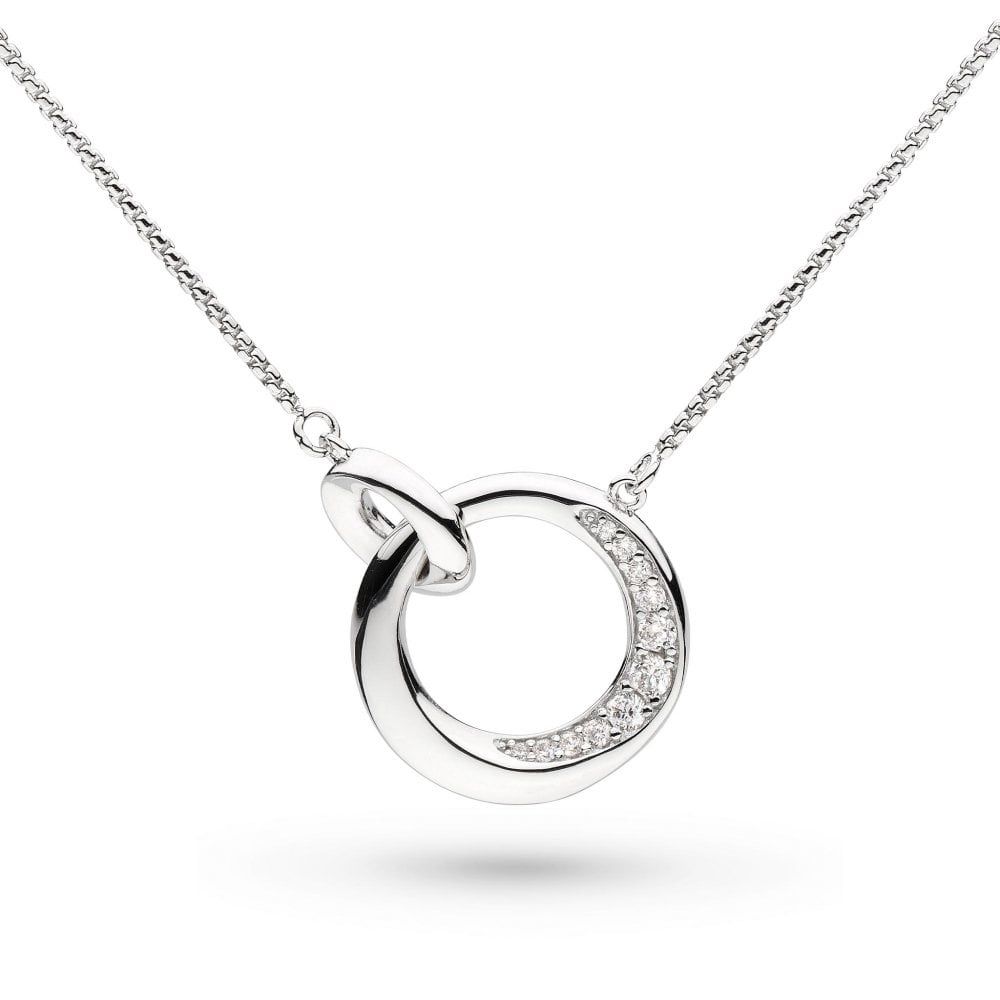 Silver Bevel Cirque Zirconia Pavé Link Necklet 18&quot;