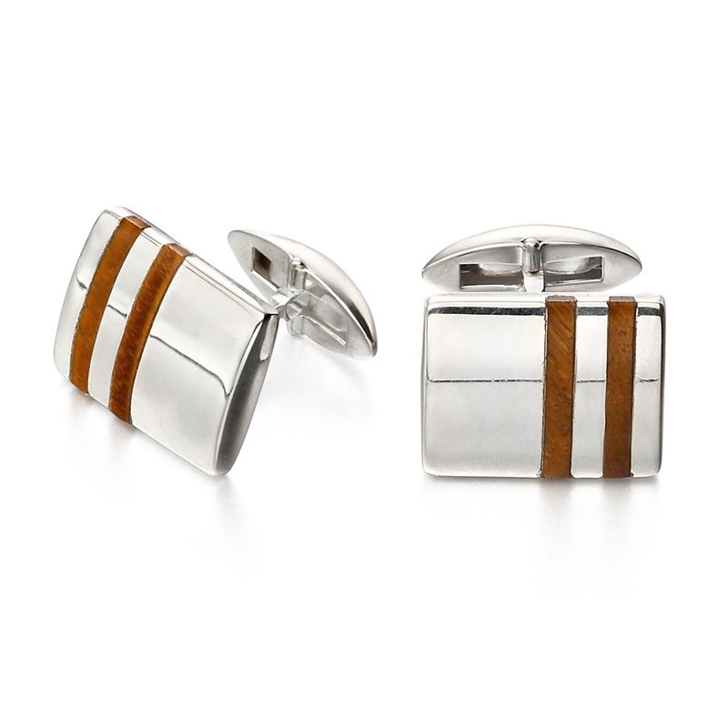 Stainless Steel Tiger Eye Cufflinks