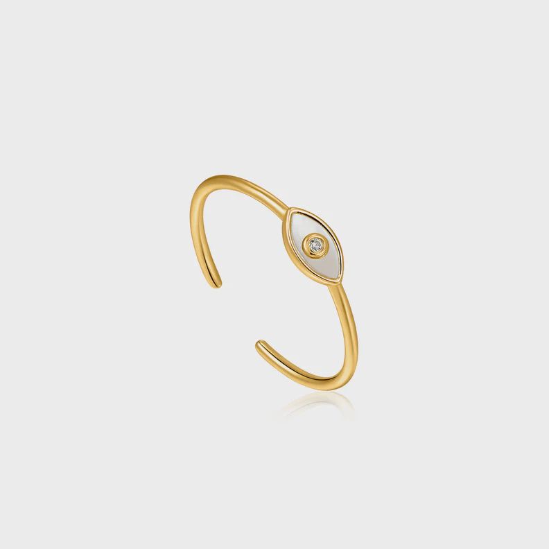 Evil Eye Silver Gold Plated Adjustable Ring