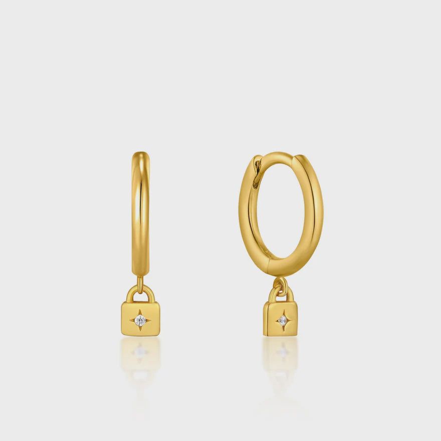 Padlock Huggie Hoop Earrings