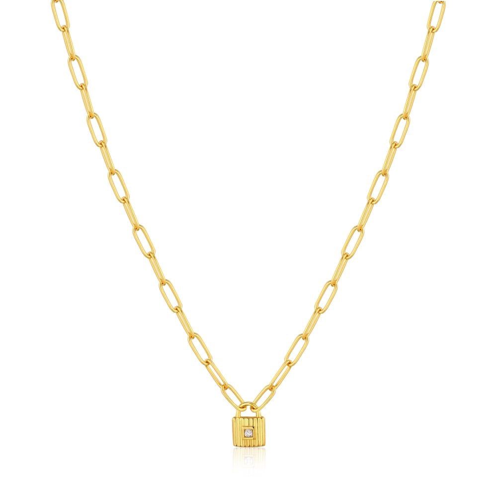 Silver Gold Plated Chunky Chain Padlock Necklace