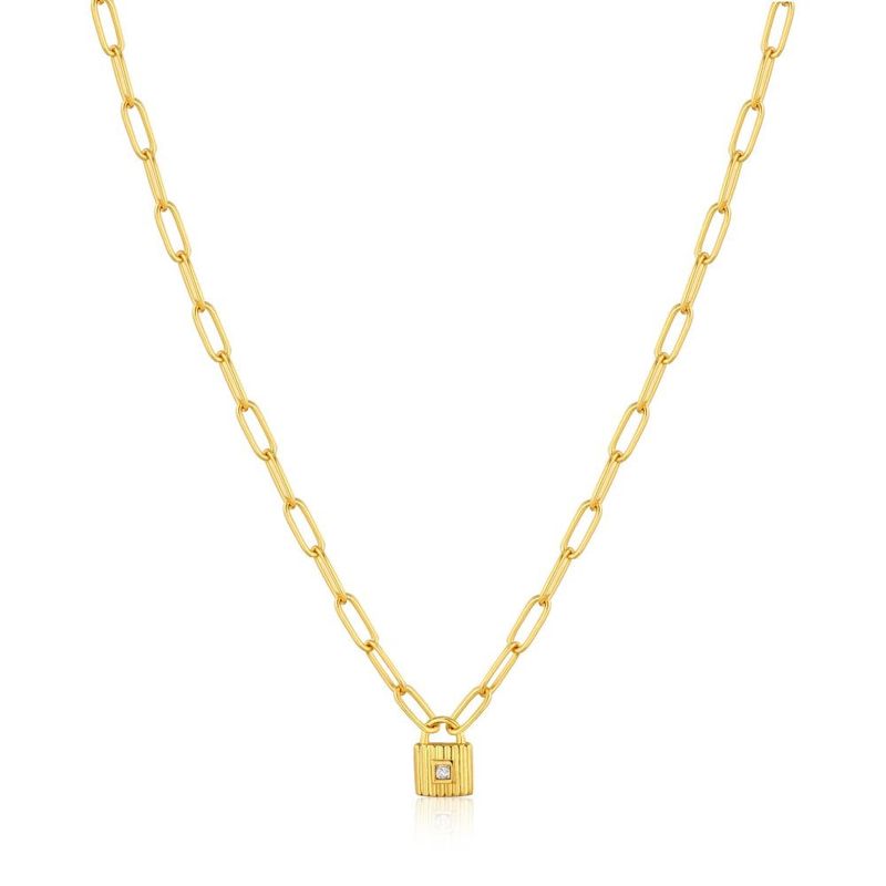 Silver Gold Plated Chunky Chain Padlock Necklace